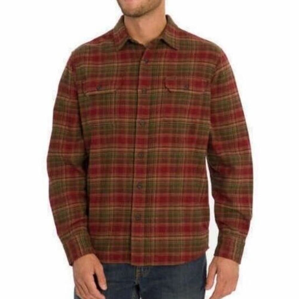 Orvis Mens Heavyweight Plaid Flannel Shirt Size M Gorpcore Outdoor Workwear